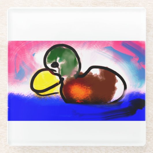 ダックハッピーパパの日 ガラスコースター (正面)