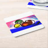 ダックハッピーパパの日 スクエアペーパーコースター (アングル)