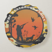 ダックハンターと迷彩柄 ラウンドクッション (裏面)