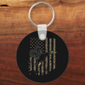 ダックハンターアメリカンフラッグ水鳥狩りカモフ キーホルダー (正面)