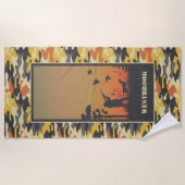 ダックハンターアンド迷彩柄 ビーチタオル (正面)