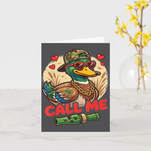 ダックハンティングレトロバレンタインデー カード (黄色い花)