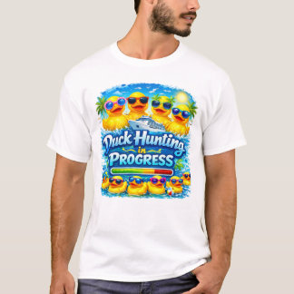 ダックハンティング進行中 楽しいクルーズバケーションTシャツ Tシャツ