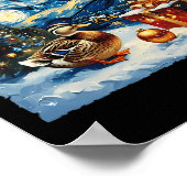 ダックバンゴッホスタイルスターリーナイトクリスマスウィンター ポスター (角)