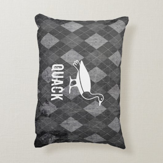 ダックピクトグラムアーガイルオン黒グランジ アクセントクッション (裏面(縦))