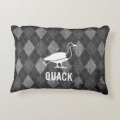 ダックピクトグラムアーガイルオン黒グランジ アクセントクッション (裏面)