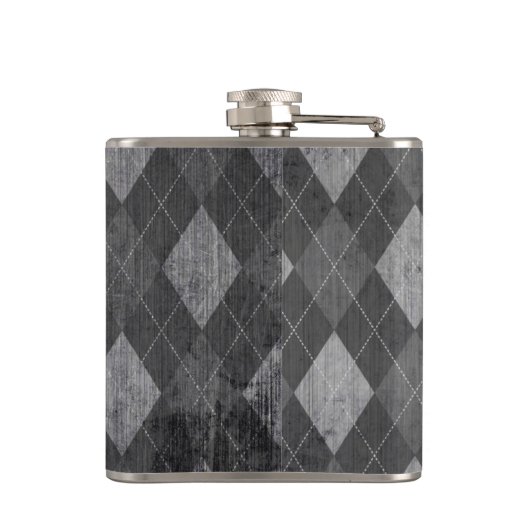 ダックピクトグラムアーガイルオン黒グランジ フラスク (裏面)