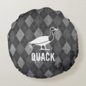 ダックピクトグラムアーガイルオン黒グランジ ラウンドクッション (裏面)