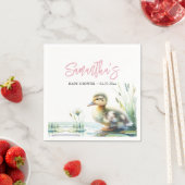 ダックピンクの女の子の赤ちゃんシャワー スタンダードカクテルナプキン (インサイチュ)