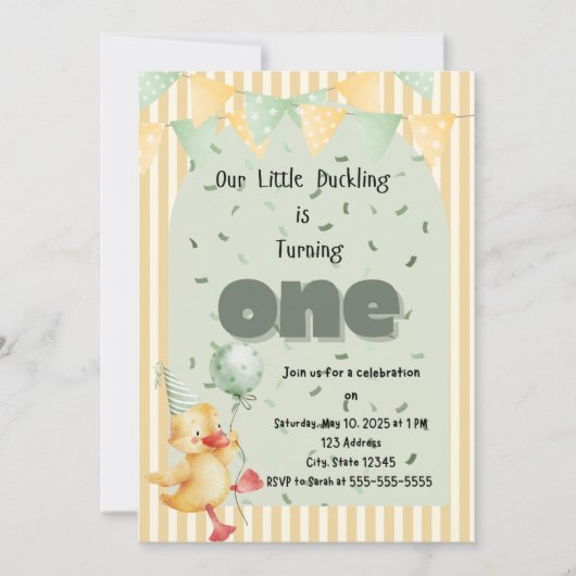 ダックファースト誕生日 招待状 (正面)