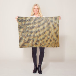 ダックフェザーパターン金ゴールドブラウンアニマルプリント フリースブランケット