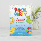 ダックフロートプールパーティー、スイミング誕生日 招待状 (スタンド正面)