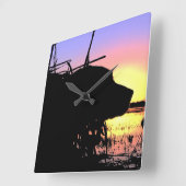 ダックブラインドの日の出 スクエア壁時計 (傾斜)