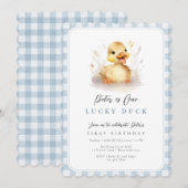 ダックブルーギンガム　１歳の誕生日 招待状 (正面/裏面)