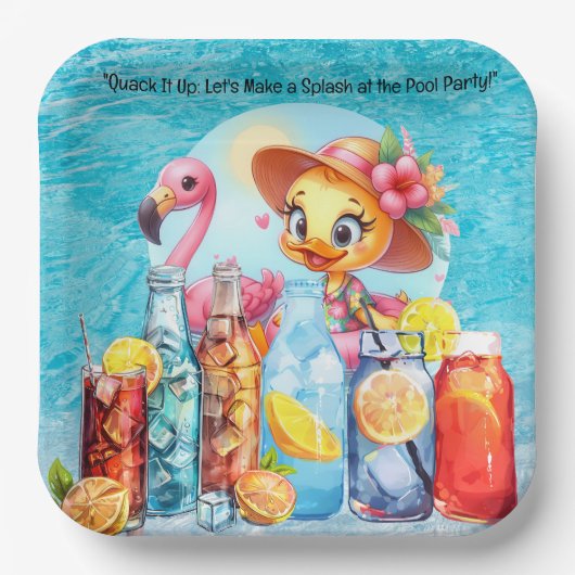 ダックプールパーティーとドリンク！ ペーパープレート (正面)