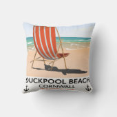 ダックプールビーチコーンウォール旅行ポスター クッション (裏面)