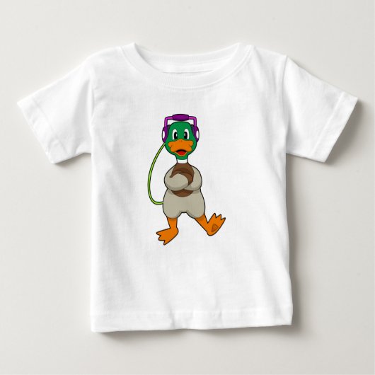 ダックヘッドフォン音楽 ベビーTシャツ (正面)