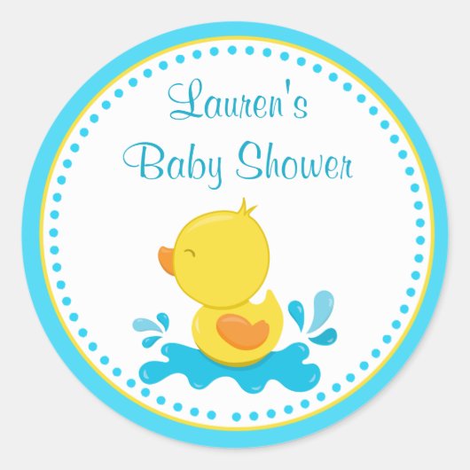 ダックベビーシャワーメッセージカードシール ラウンドシール (正面)