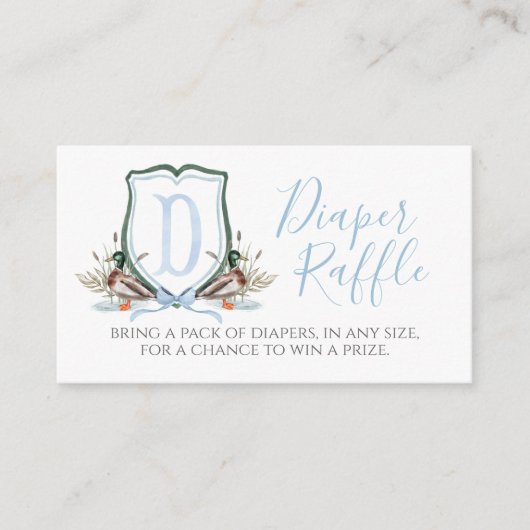 ダックボーイ赤ちゃんシャワーおむつラッフル エンクロージャーカード (正面)