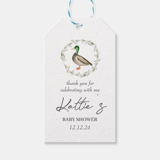 ダックメッセージカード、マラードメッセージカード、 ギフトタグ (正面)