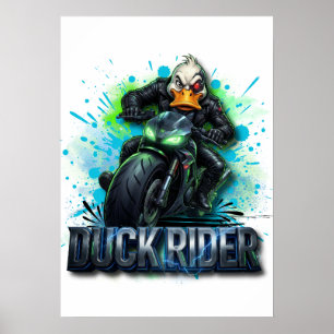ダックライダー 3D サイバーダック オートバイ Tシャツ ポスター