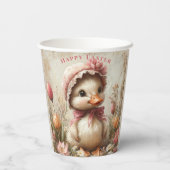 ダックリングイースターピンクボンネットチューリップデイジー 紙コップ (裏面)