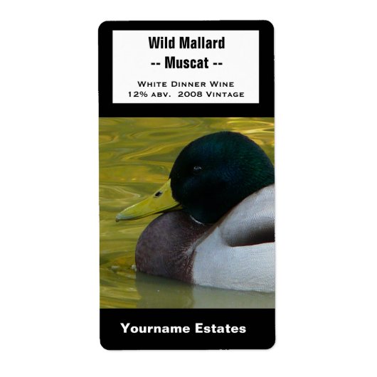 ダックワインラベル – Mallard Photo ラベル (正面)