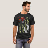 ダック狩りアメリカ・カモウUSA国旗の動物  Tシャツ (正面フル)