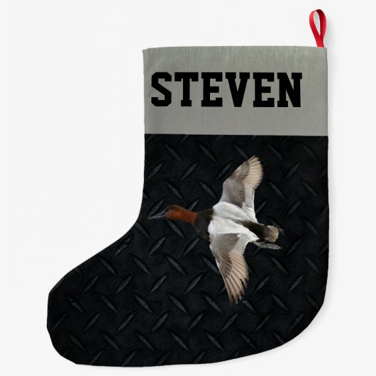 ダック狩りカンバスバックメンズクリスマスストッキング ラージクリスマスストッキング (裏面)