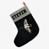 ダック狩りカンバスバックメンズクリスマスストッキング ラージクリスマスストッキング (裏面 (吊り時))