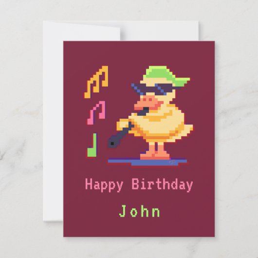 ダック遊ズ音楽ピクセルアートフラットカード (正面)