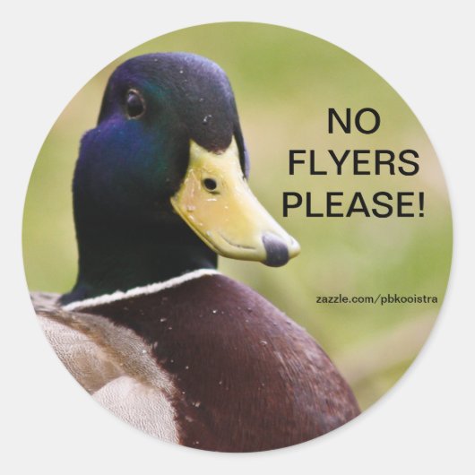 ダックNo Flyersお願いステッカー ラウンドシール (正面)