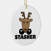 ダッシャーおもしろいの口ひげトナカイ セラミックオーナメント (右)