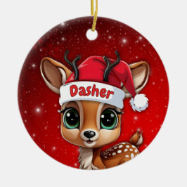 ダッシャーベイビーシカ、子鹿、雌鹿、トナカイ🦌 🎄 セラミックオーナメント
