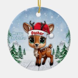 ダッシャーベイビーシカ、子鹿、雌鹿、トナカイ 🦌🎄 セラミックオーナメント