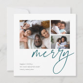 ダッシュスクリプト | 3フォトコラージュのホリデーカード シーズンカード (正面)