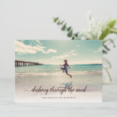 ダッシュスルーサンドビーチクリスマスフォトホリデー シーズンカード (スタンド正面)