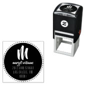 ダッシュブラックサークルモノグラムスクリプトカスタムアドレス セルフインキングスタンプ (インサイチュ)