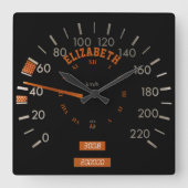 ダッシュボードの正方形クロック上の透明スピードメーター スクエア壁時計 (正面)