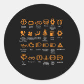 ダッシュボードアイコンコーヒーマグ車ガイ車の恋人メッカ ラウンドシール (正面)