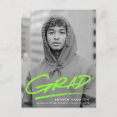 ダッシュモダングラードライム写真卒業パーティー インビテーションポストカード (正面)