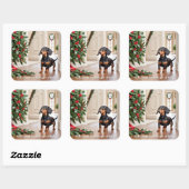 ダッシュンおもしろいドソーセージ犬のクリスマス スクエアシール (シート)