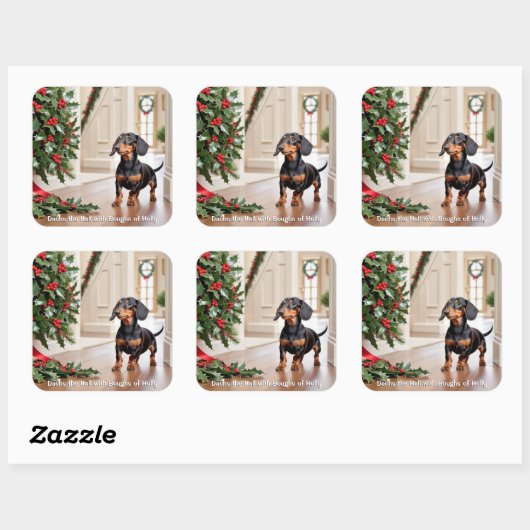 ダッシュンおもしろいドソーセージ犬のクリスマス スクエアシール (シート)