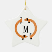 ダッシュンおもしろいドソーセージ犬モノグラムセラミックオルナム セラミックオーナメント (正面)