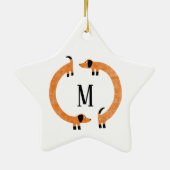 ダッシュンおもしろいドソーセージ犬モノグラムセラミックオルナム セラミックオーナメント (裏面)