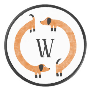 ダッシュンおもしろいドソーセージ犬モノグラム アイスホッケーパック