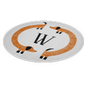 ダッシュンおもしろいドソーセージ犬モノグラム カッティングボード (角)