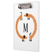 ダッシュンおもしろいドソーセージ犬モノグラム クリップボード (左)