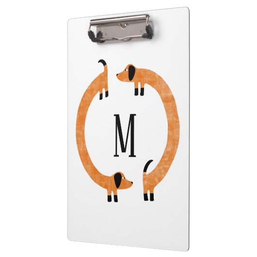 ダッシュンおもしろいドソーセージ犬モノグラム クリップボード (左)