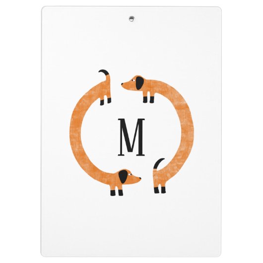 ダッシュンおもしろいドソーセージ犬モノグラム クリップボード (裏面)